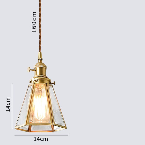 Pendellampe i glass og messing