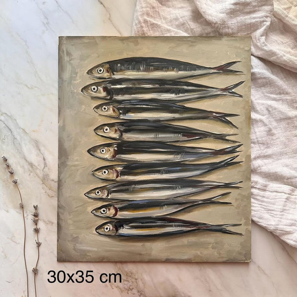 Sardines Oil painting Original