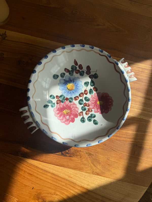 Vintage keramikkbolle blomster