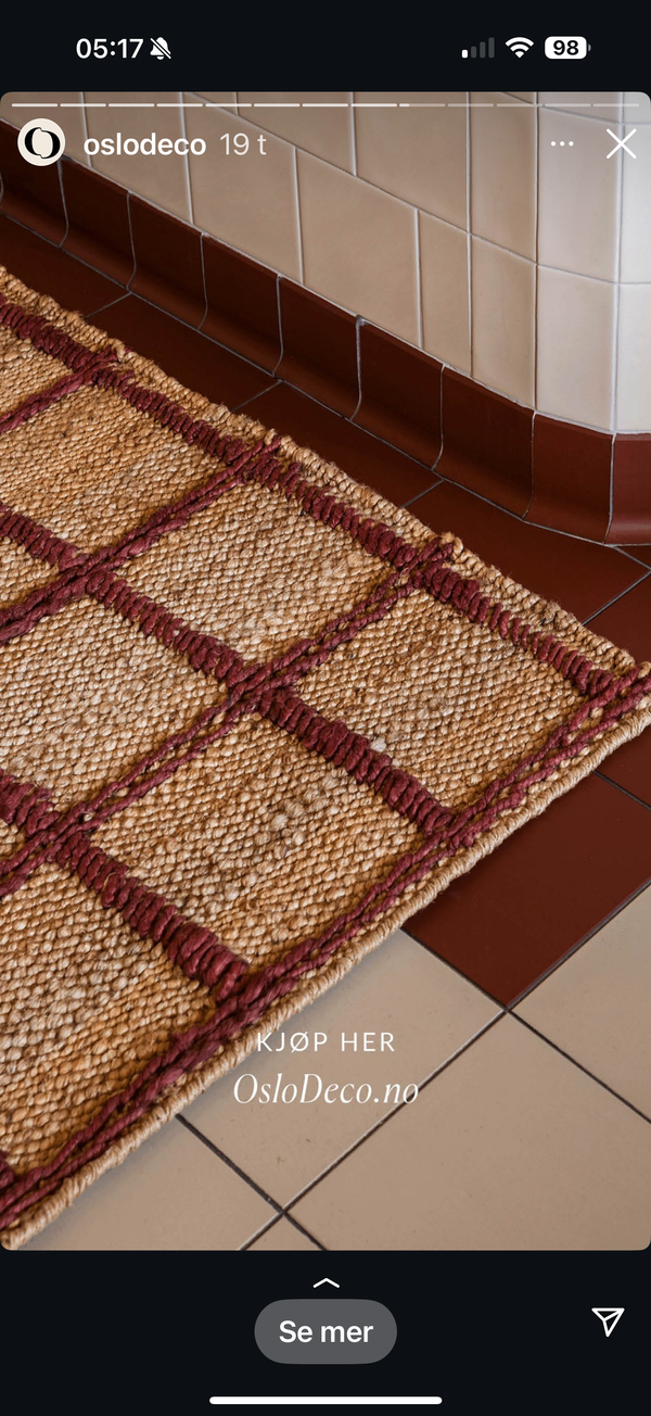 Strata jute teppe burgunder