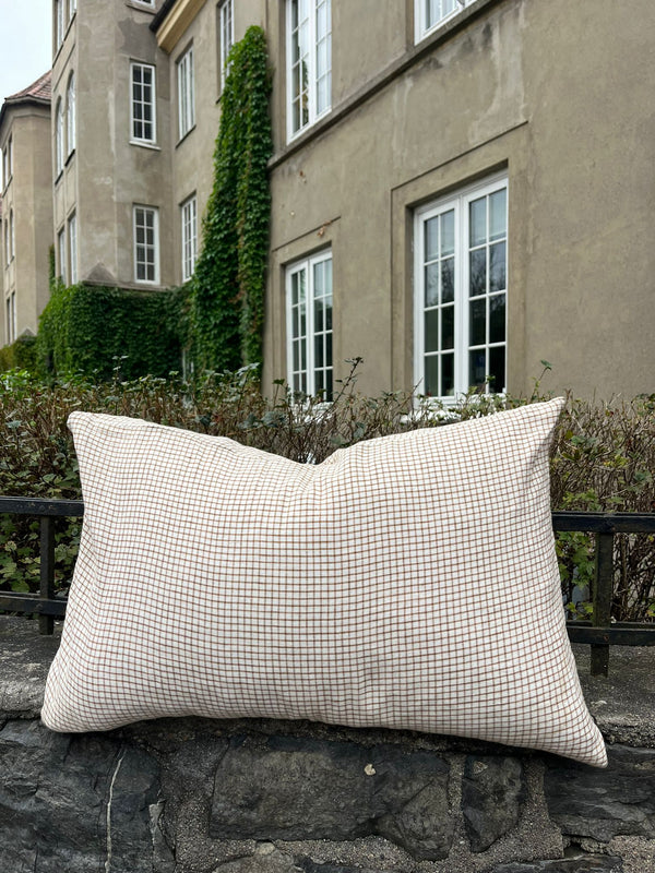 Pute i lin, Gingham brun og hvit 40x60