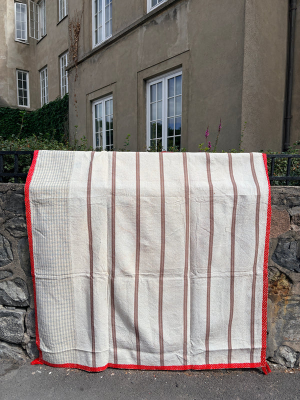 Vintage Kantha teppe Grønn & beige