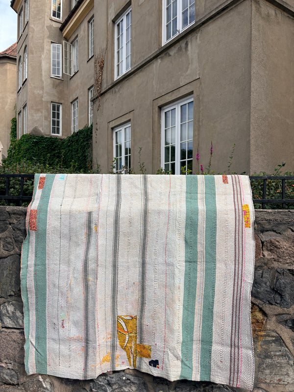 Vintage Kantha teppe Beige & Lavendel