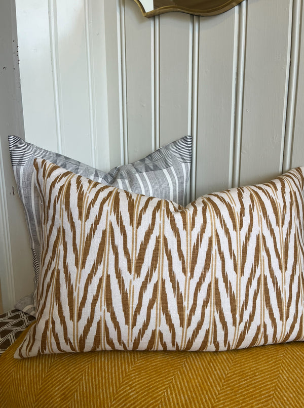 Helene Blanche cushion, Ikat Green Earth 40x60