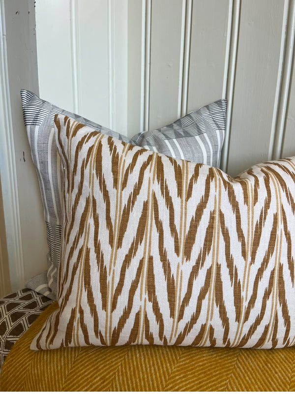 Helene Blanche cushion, Ikat Green Earth 40x60