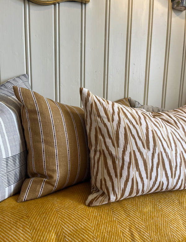 Helene Blanche cushion, Ikat Green Earth 40x60