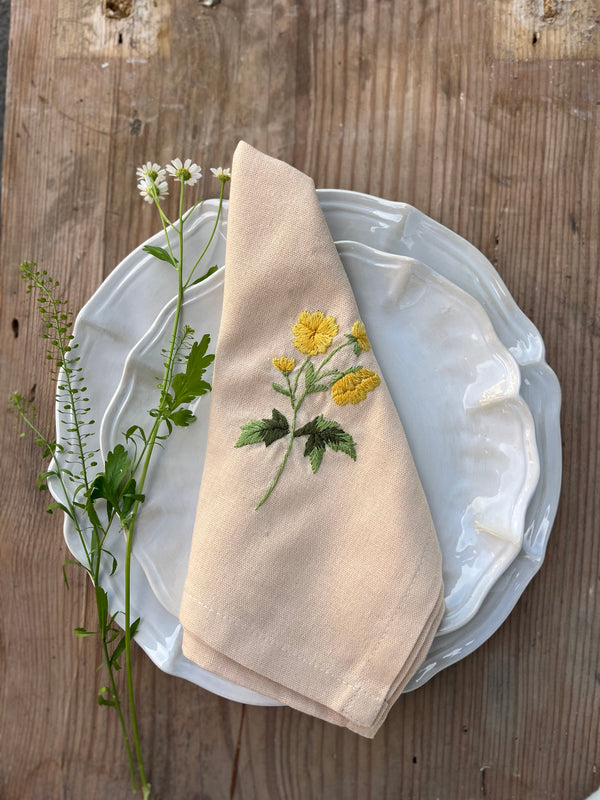 Serviett, smørblomst