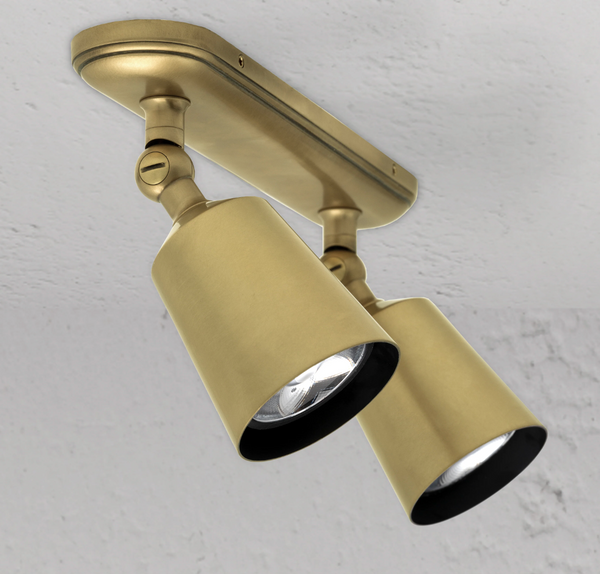 Dobbel spot antikk messing 55mm