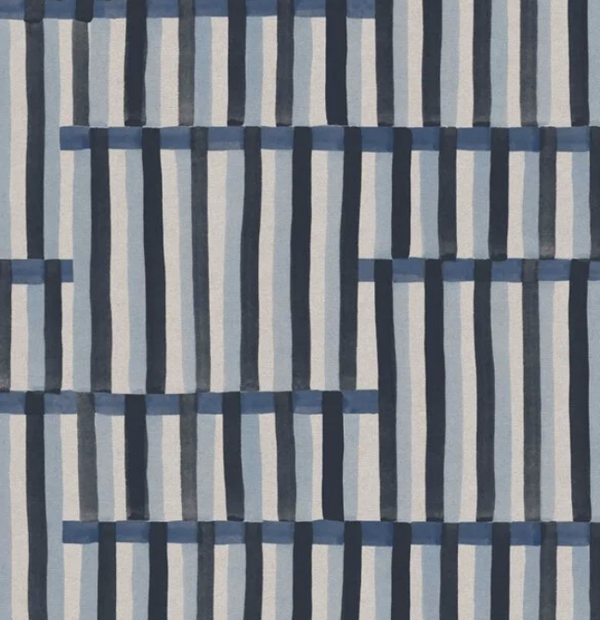 Imogen Heath, Anni Stripe, tekstil, Indigo