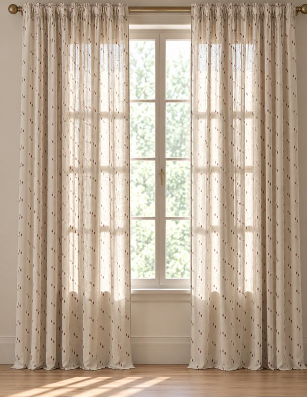 Helene Blanche gardin, Painted thread, Burgundy