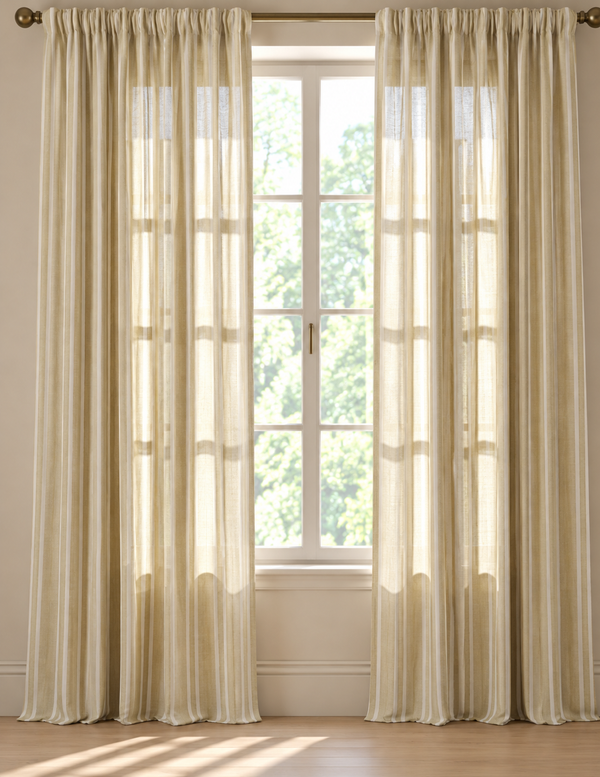 Helene Blanche gardin, Needlepoint stripe, Ochre