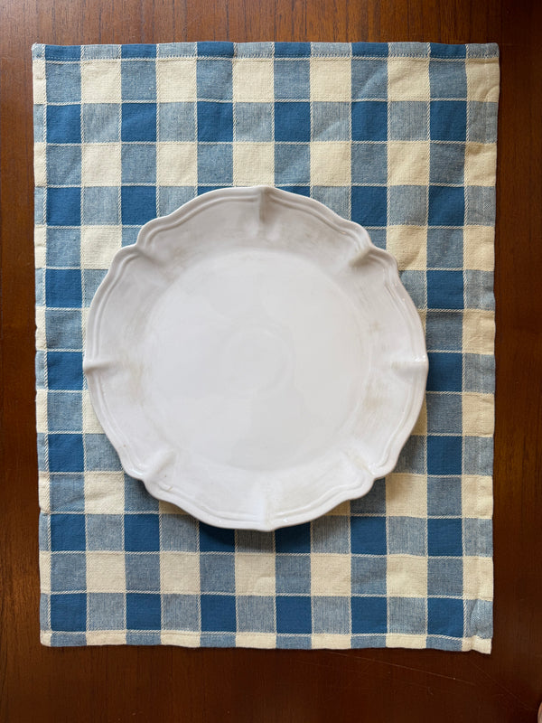 Gingham bordbrikke, havblå