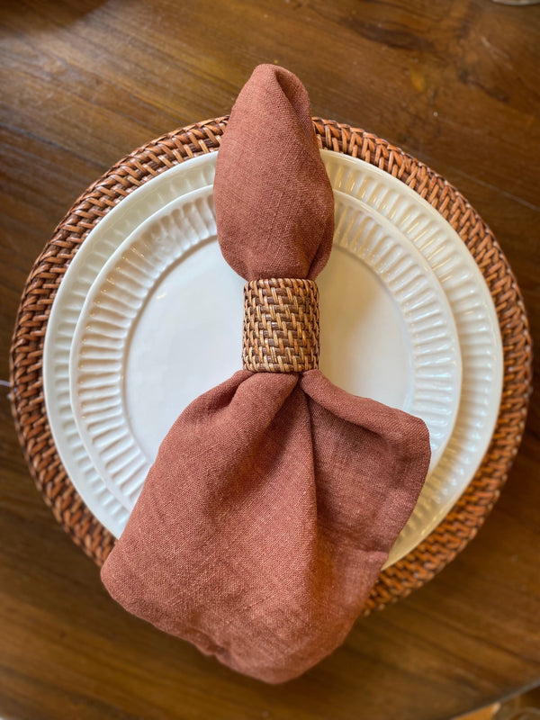 Serviett, stenvasket lin, terracotta