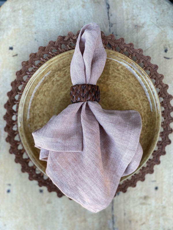 Serviett, stenvasket lin blush