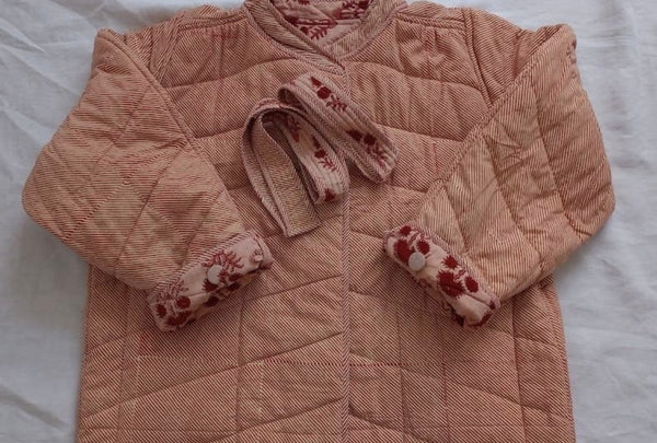 Håndsydd indisk jakke rosa/handmade indisk quilted jacket