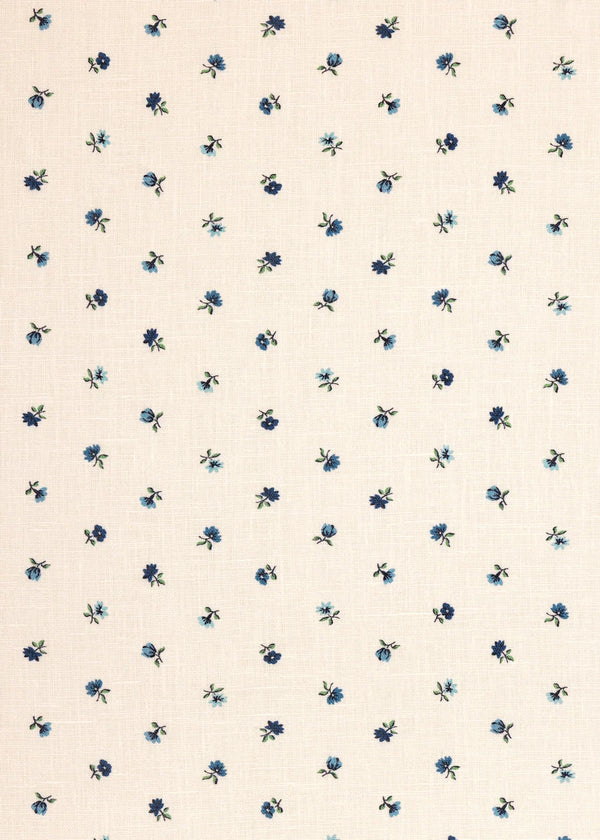 Tess Newall tekstil, Petites fleurs linen delft