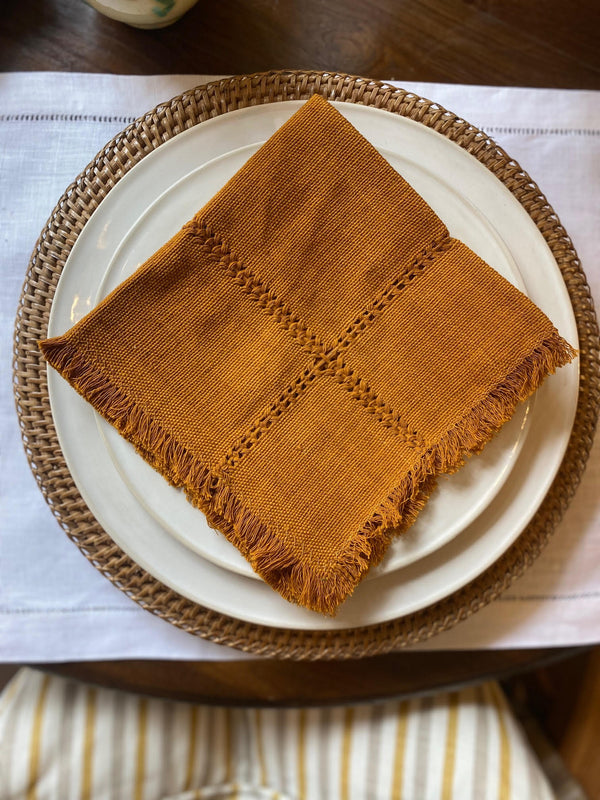 Serviett med frynsekant, terra