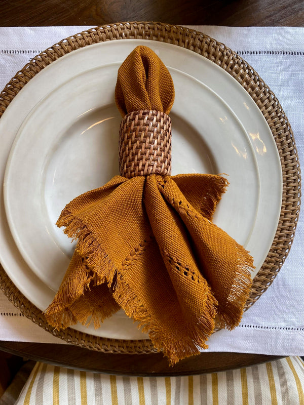 Serviett med frynsekant, terra