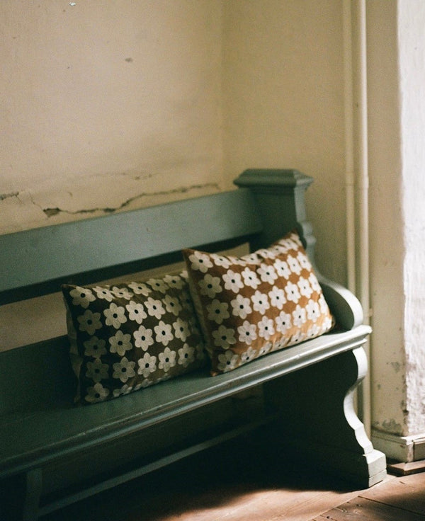 Velvet woven floral cushion