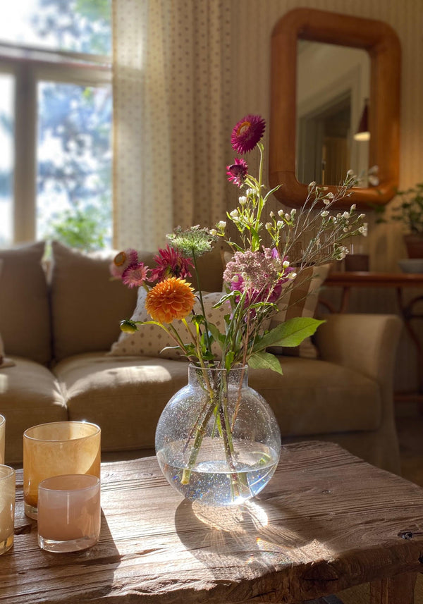 Munnblåst glassvase, rund