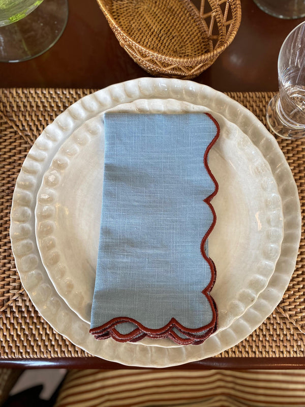 Serviett, sky blue with bordeaux