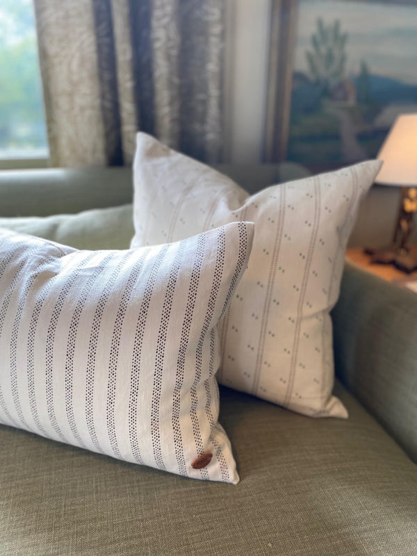 Helene Blanche cushion, Polka Stripe Creme-Noir 40x60