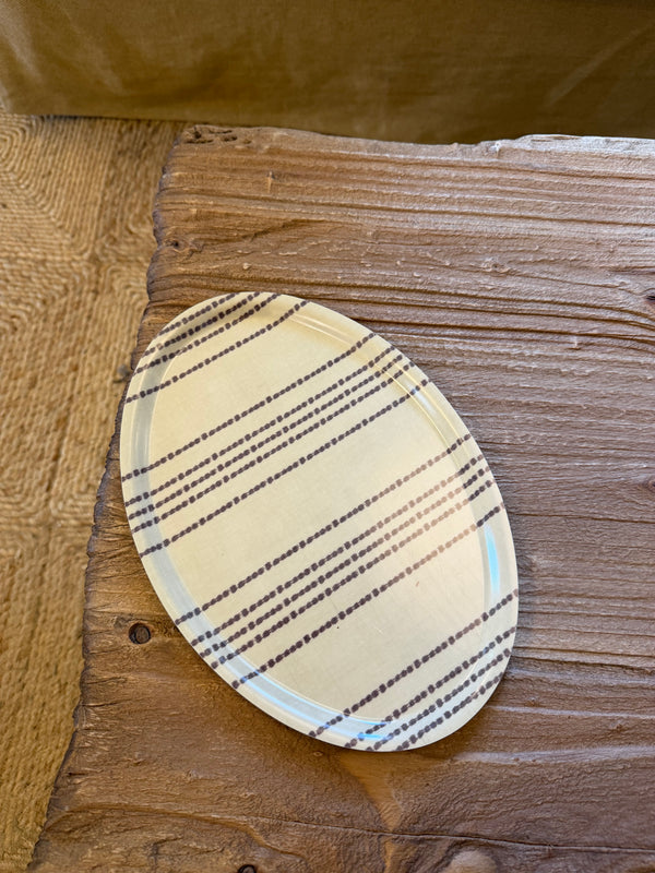 Helene Blanche serveringsbrett, Vera's Stripe Burgundy Oval