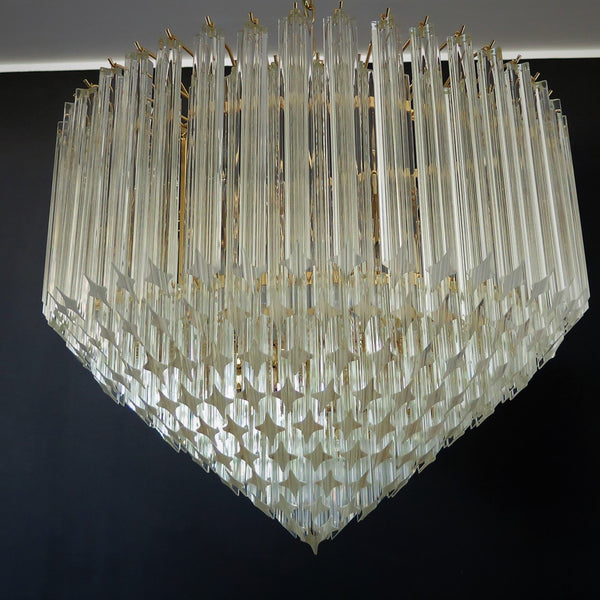 Murano glass Chandelier with 265 transparent prism and gold frame