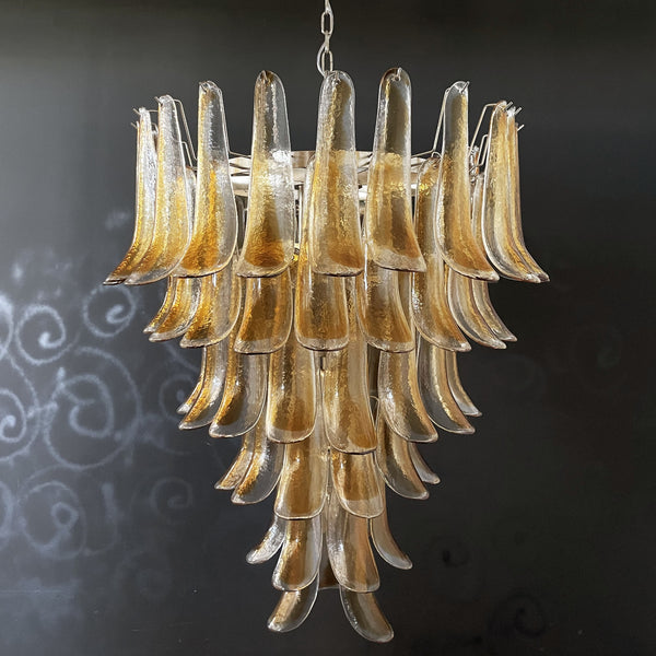 Murano chandelier with 75 amber glass petals
