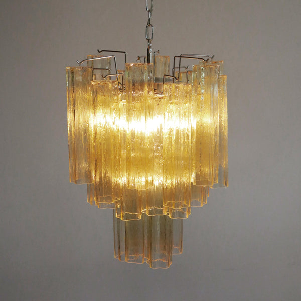 Murano clear amber / gold Glass Tube Chandelier