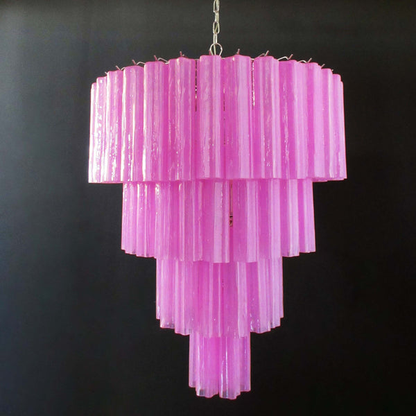 Murano Glass Tiered Chandelier with 78 glasses pink fuxia silk