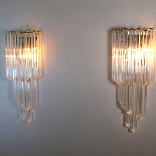Pair of Murano wall sconce with 32 quadriedri transparent prism