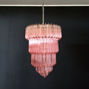 Murano Glass Chandelier with 112 pink quadriedri