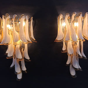 Murano Wall Lights with 16 caramel and lattimo glass petals