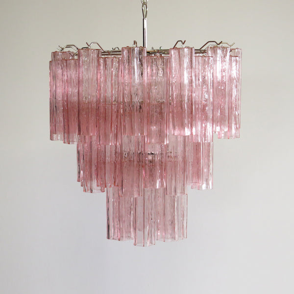 Murano Glass Tube Chandelier with 48 pink glasses