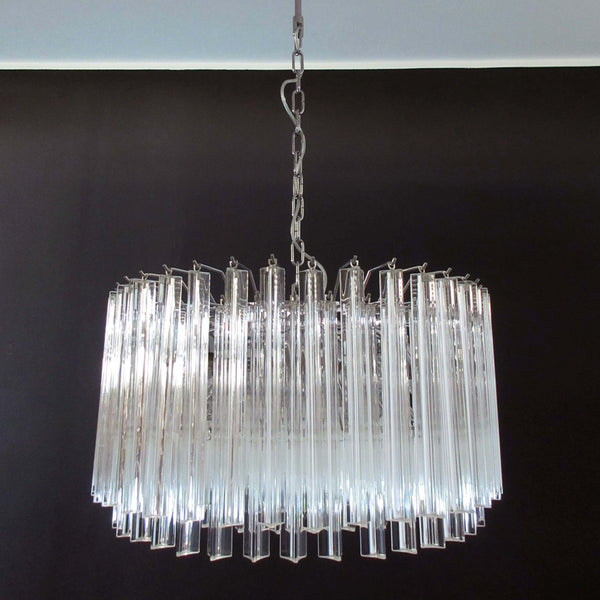 Murano glass Chandelier with 163 triedri trasparent prism