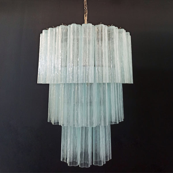 Murano Opal Silk Glass Tube Chandelier with 52 glasses