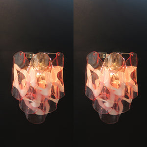 Pair of Murano Wall Lights with Pink lattimo glasses