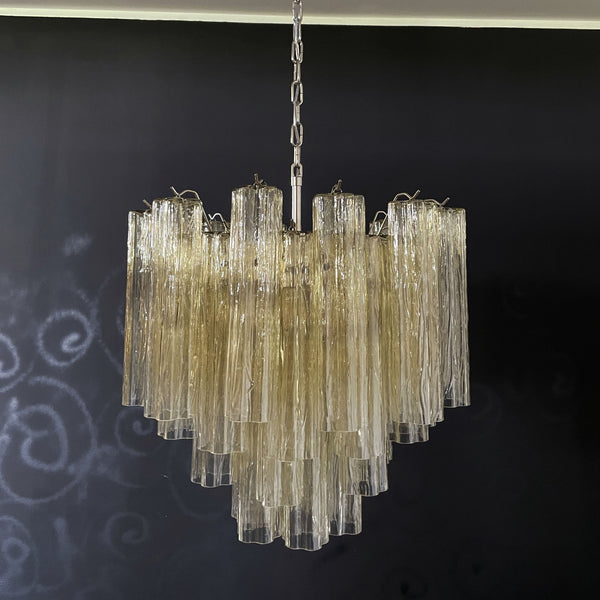 Murano Glass Tube Chandelier with 36 clear amber glass tube