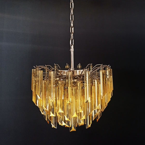 Murano Chandelier with 107 clear amber triedri