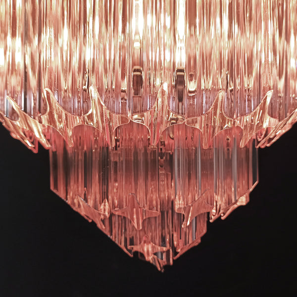 Murano Glass Chandelier with 112 pink quadriedri