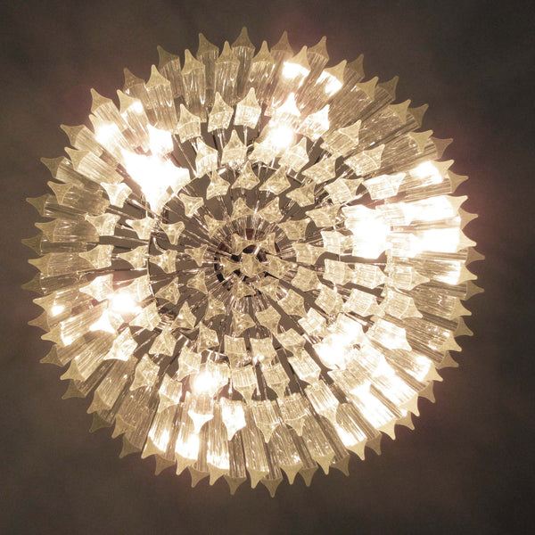 Murano glass Chandelier with 163 triedri trasparent prism