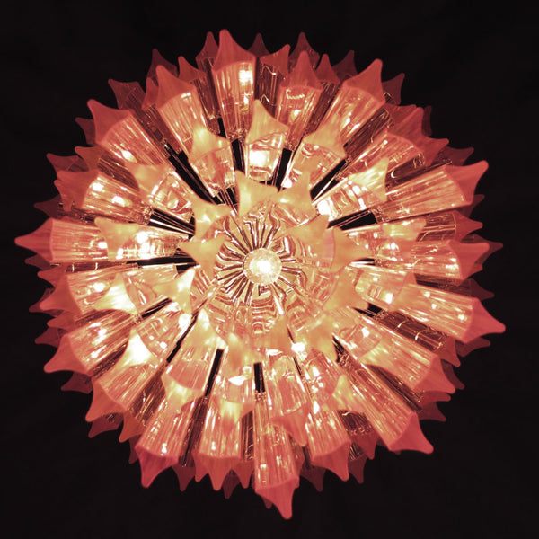 Murano Chandelier with 107 pink triedri glasses