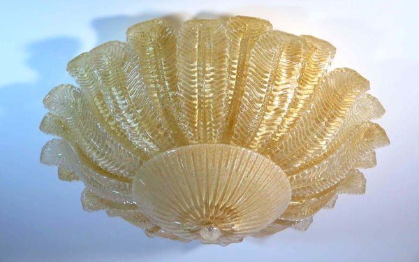 Barovier Flower Ceiling Lamp - Murano Art Glas - golden powder