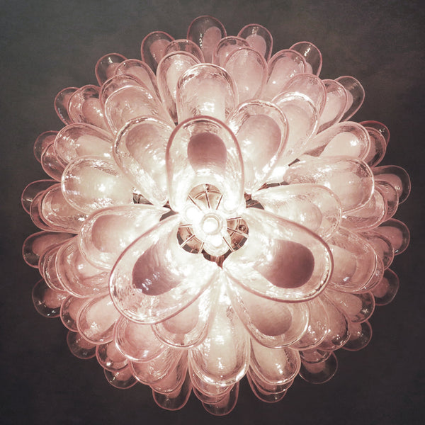 Murano Chandelier in the manner of Mazzega with 75 pink glass petals