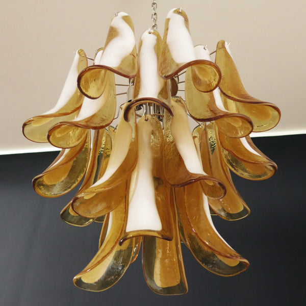 Murano Chandelier with 26 amber glass petals