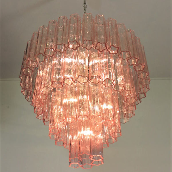 Murano Glass Tiered Chandelier with 78 pink glasses