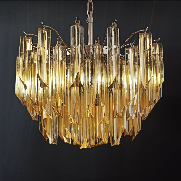 Murano Chandelier with 107 clear amber triedri