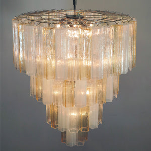 Murano Glass Tiered Chandelier with 78 glasses - amber opal silk and trasparent
