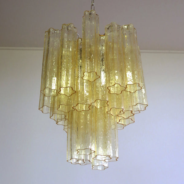 Murano clear amber / gold Glass Tube Chandelier